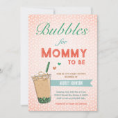 バブルボバティーベイビーシャワーカワイイトレンディーシック 招待状 (正面)