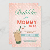バブルボバティーベイビーシャワーカワイイトレンディーシック 招待状 (正面/裏面)