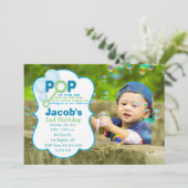 バブルボーイポップ・アートのフォトバースデーパーティーの招待 招待状 (スタンド正面)