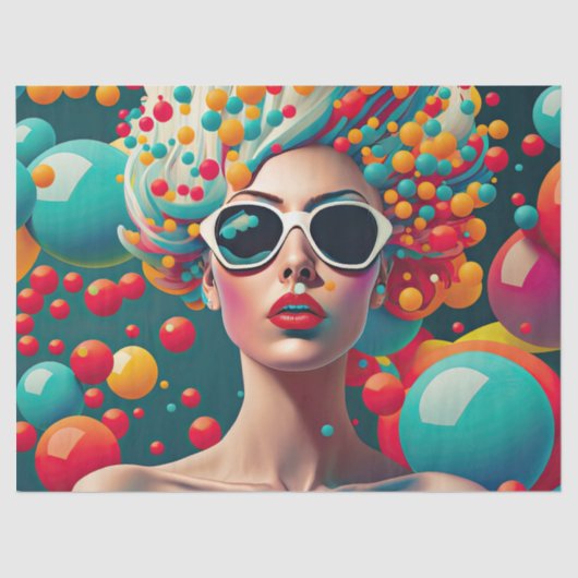 バブルポップ・アートのアートデコページティッシュペーパー 薄葉紙 (正面)