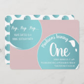 バブルポップ・アートのポップ・アートのポップ・アートの誕生日おもしろいピンク 招待状 (正面/裏面)