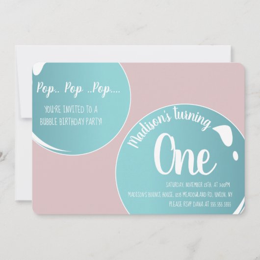 バブルポップ・アートのポップ・アートのポップ・アートの誕生日おもしろいピンク 招待状 (正面)