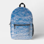 バブルマンマタス雲ブルースカイ自然写真 プリントバックパック (正面)