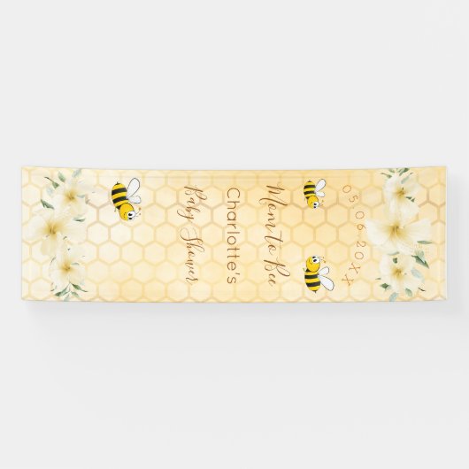 バブルミツバチのハニカムに赤ちゃんシャワーママ 横断幕 (横)