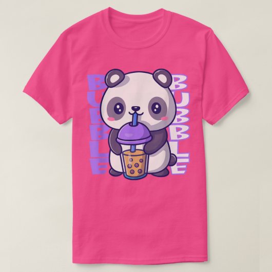 バブルミルクかわいいパンダはかわいいがバブルを飲む Tシャツ (デザイン正面)