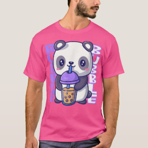 バブルミルクかわいいパンダはかわいいがバブルを飲む Tシャツ