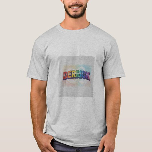 バブルレインボー「Derrick」3Dタイポグラフィ Tシャツ (正面)
