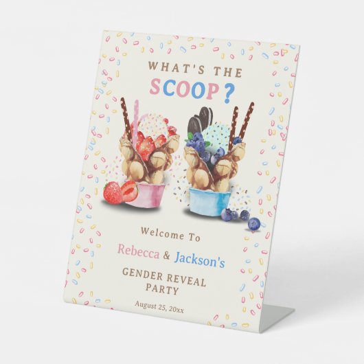 バブルワッフルアイスクリーム性別が歓迎を明らかにする 台座サイン (正面)