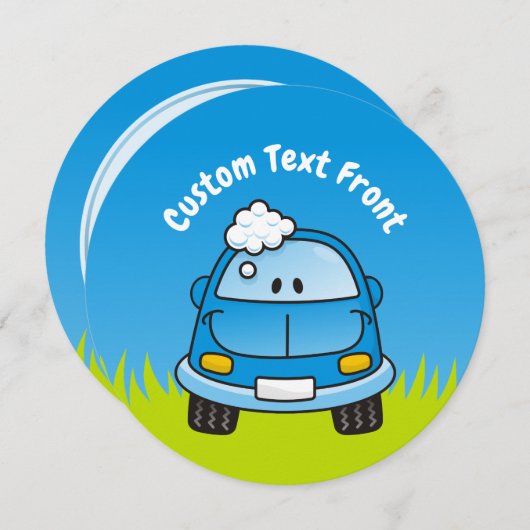 バブル付きブルーカー 招待状 (正面/裏面)