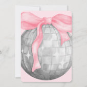 バブル文字ピンクボウディスコボール誕生日 招待状 (裏面)