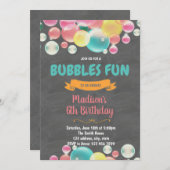 バブル楽しいパーティーの招待状 招待状 (正面/裏面)