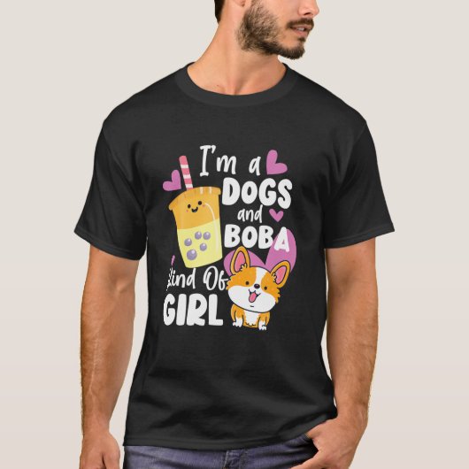 バブル私は犬とボーバの一種の女の子のCorgi茶である Tシャツ (正面)