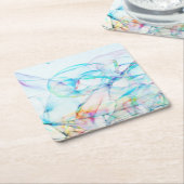 バブル空の背景の青いミニマル泡 スクエアペーパーコースター (アングル)