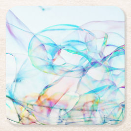 バブル空の背景の青いミニマル泡 スクエアペーパーコースター