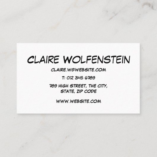 バブル考えおもしろいレトロ漫画ブックブルー 名刺 (裏面)