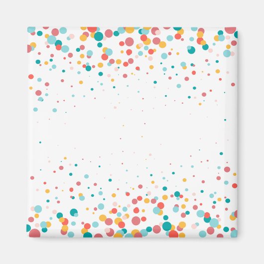 バブル背景ターコイズ、赤みがかったオレンジ マグネット (正面)