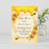 バブル蜂ひまわり花ママに赤ちゃんシャワー 招待状 (スタンド正面)