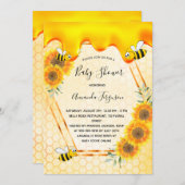 バブル蜂ひまわり花ママに赤ちゃんシャワー 招待状 (正面/裏面)