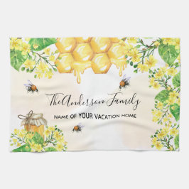 バブル蜂ハチミツ黄色花模様科モノグラム キッチンタオル