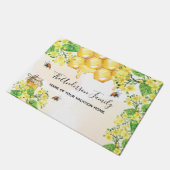 バブル蜂ハチミツ黄色花模様科モノグラム ドアマット (アングル)