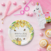 バブル蜂ハチミツ黄色花模様科モノグラム ペーパープレート (パーティー)