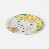 バブル蜂ハチミツ黄色花模様科モノグラム ペーパープレート (アングル)