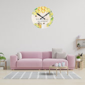 バブル蜂ハチミツ黄色花模様科モノグラム ラウンド壁時計