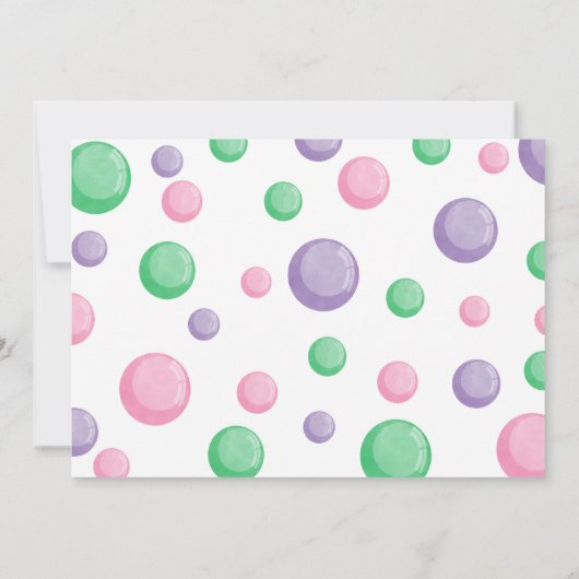 バブル誕生日サンキューカード | ピンクと金ゴールド 招待状 (裏面)