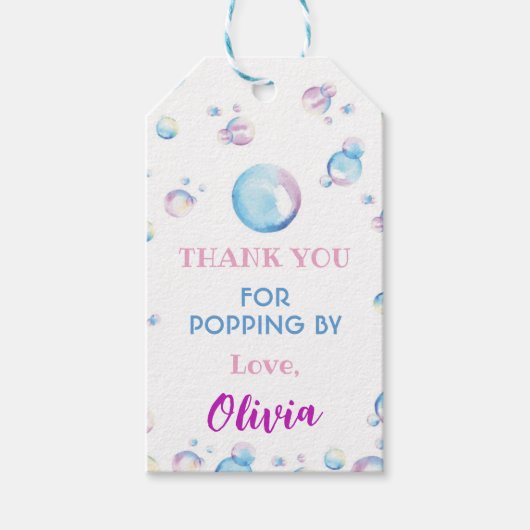 バブル誕生日サンキューラベル夏パーティー ギフトタグ (正面)