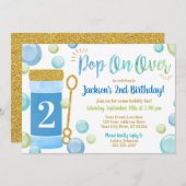 バブル誕生日招待状 | 水彩青少年 招待状 (正面/裏面)