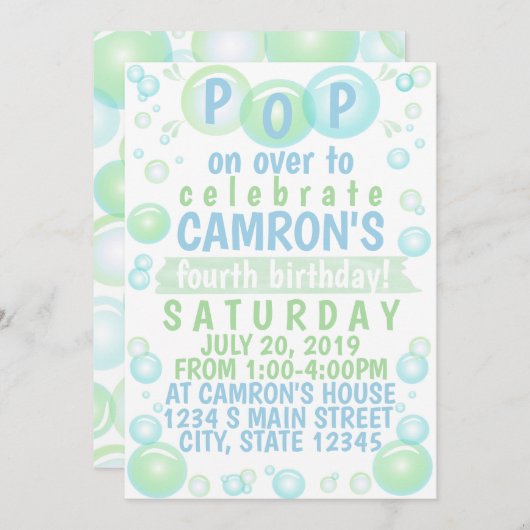 バブル誕生日 招待状 (正面/裏面)