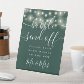 バブル送信オフ文字列ライトエメラルドグリーン 台座サイン (インサイチュ)