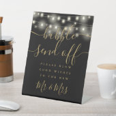 バブル送信オフ文字列ライト黒と金ゴールド 台座サイン (インサイチュ)