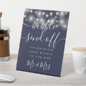 バブル送信オフ文字列ライトNavy Blue 台座サイン (インサイチュ)