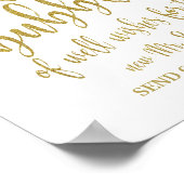 バブル送信金ゴールドグリッター8x10結婚のサイン ポスター (角)