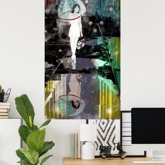 バブル雨 ポスター (ホームオフィス)