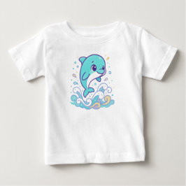 バブル スプラッシュ ドルフィン かわいい 海の生き物 カスタム ベビーTシャツ