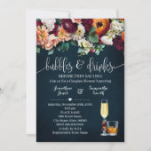 バブル&ドリンクカップルのシャワーワインフラワーブルー 招待状 (正面)