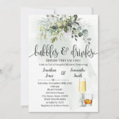 バブル＆ドリンク ブライダルシャワー ユーカリ グリーン 招待状 (正面)