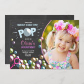 バブル·バースデー·パーティー·インビテーション·ポップ・アートの誕生日·ガール 招待状 (正面/裏面)