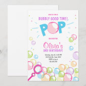バブル バースデー パーティー 招待状 POP バースデー ガール (正面/裏面)