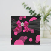 バブル ブラック タイ パーティー ピンク ブラック パーティー インビテーション (スタンド正面)