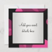 バブル ブラック タイ パーティー ピンク ブラック パーティー インビテーション (裏面)