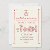 バブル&ブリュウレッドハンドドロープカップルのシャワー 招待状 (正面)