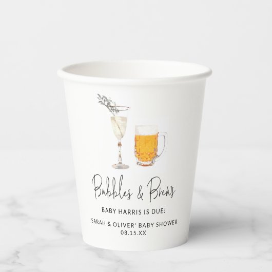 バブル&ブルーズカップルベビーシャワー紙カップ 紙コップ (正面)