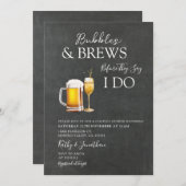 バブル&ブレウカクテルチョークボードカップルのシャワー 招待状 (正面/裏面)