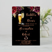 バブル&ブローズカップルウェディングシャワーバラ金ゴールド 箔招待状 (立ち正面)