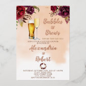 バブル&ブローズカップルウェディングシャワーバラ金ゴールド 箔招待状 (正面)