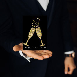バブル メガネ シャンパン カクテル ゴールド クリスタル 招待状