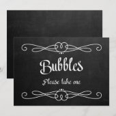 「バブル」黒板風結婚式看板 招待状 (正面/裏面)